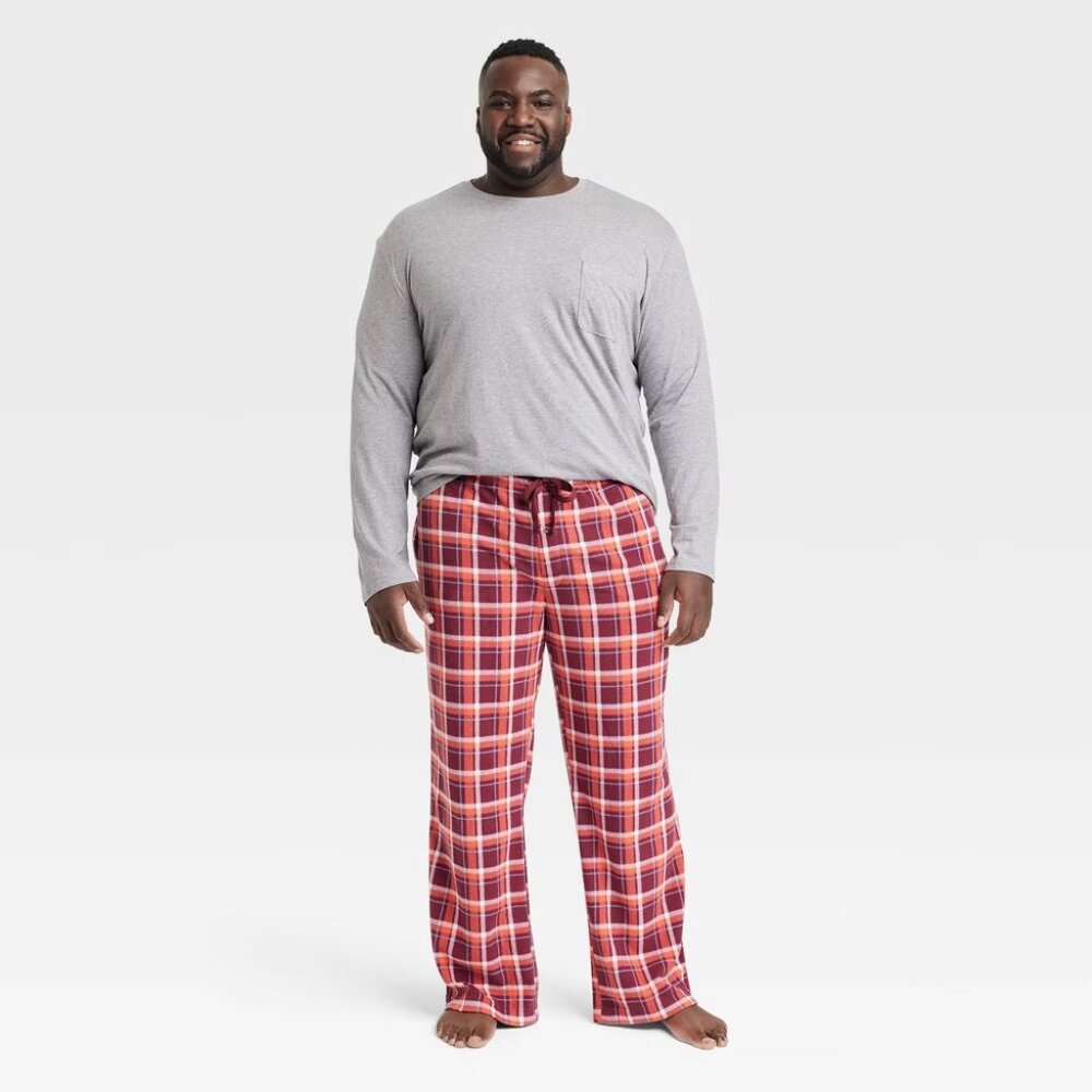 NEW! Men's Big & Tall Plaid Microfleece Pajama PJ 2pc Set  - Goodfellow